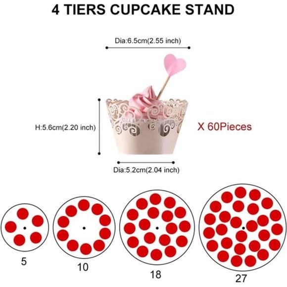 Cupcake Stand,4-Tier Round Acrylic Cupcake Display Stand Dessert Tower Stand - Picture 5 of 7